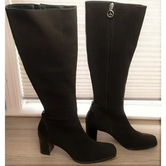 DONALD PILNER 8.5M Espresso Silk Elastic Tall Boots Side Zip IMANI S1-L06 M085