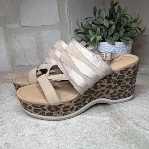 Donald Pliner Valri strappy slingback animal print wedges sz 9