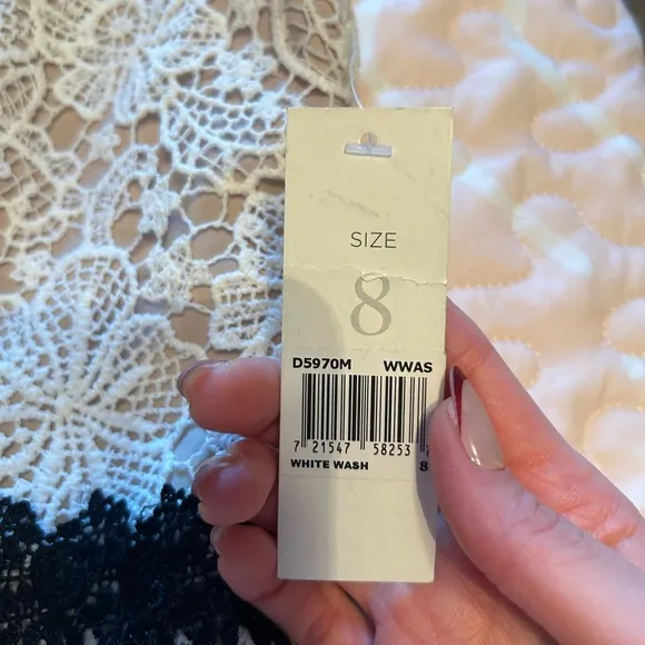 Donna Morgan White Lace Floral Midi Sleeveless High Low Dress NWT