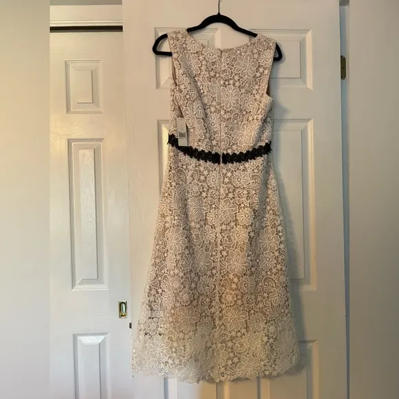 Donna Morgan White Lace Floral Midi Sleeveless High Low Dress NWT
