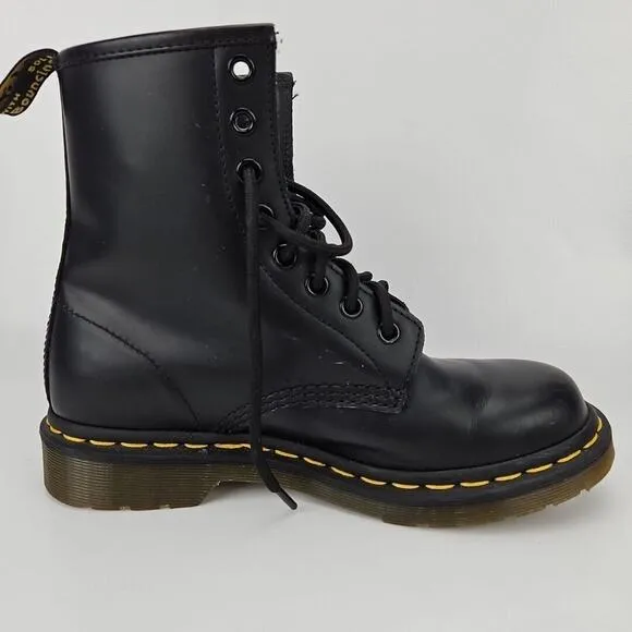 Dr Doc Martens 1460 Black Smooth Leather 8 Eye Boots UK 5 / US Womens 7 / EUR 38