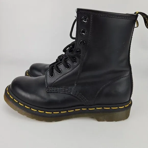 Dr Doc Martens 1460 Black Smooth Leather 8 Eye Boots UK 5 / US Womens 7 / EUR 38