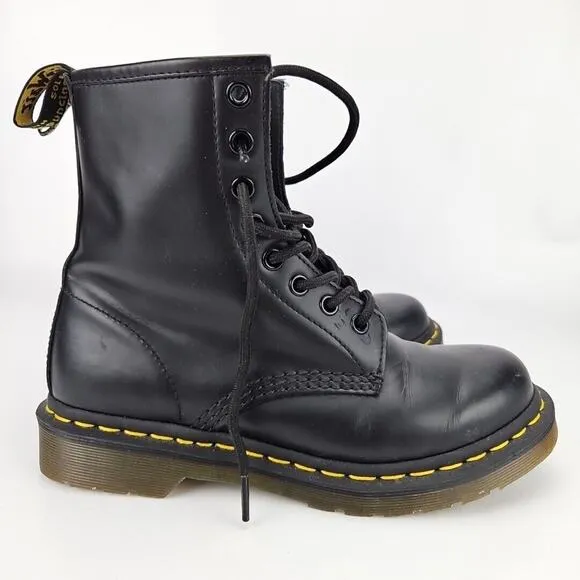 Dr Doc Martens 1460 Black Smooth Leather 8 Eye Boots UK 5 / US Womens 7 / EUR 38