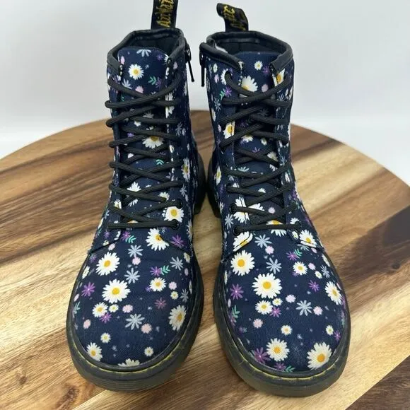 Dr Doc Martens Delaney 1460 Women’s Size 5 Canvas Floral Combat Side Zip Boots