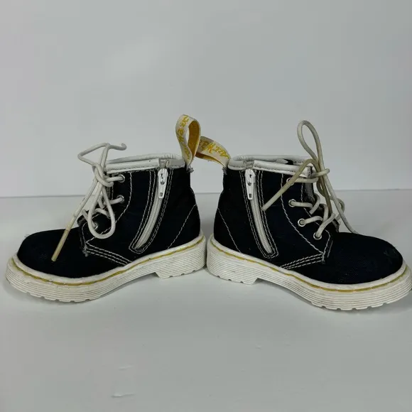 Dr Marten Kids Delaney Side Zip Boots Navy Canvas Infant Size US 5