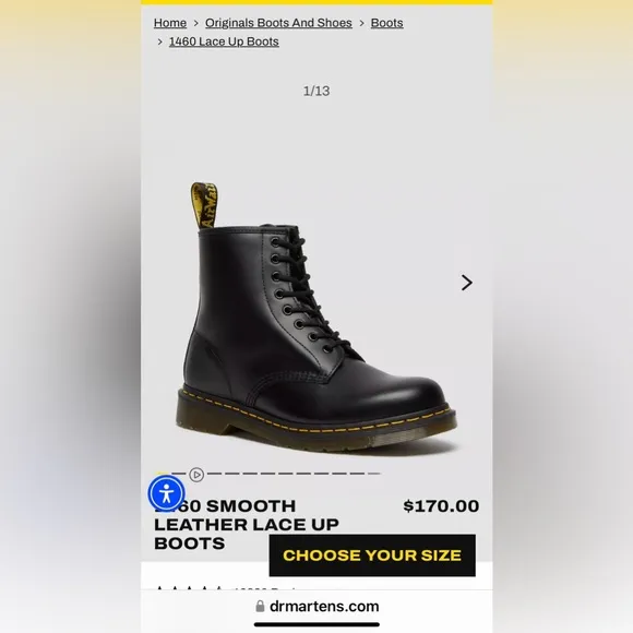 Dr. Martens 1460 Black Lace Up leather Boots - like NEW, Excellent Condition!