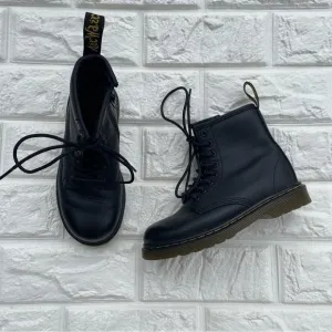 Dr. Martens 1460 Delaney Boots Kids  Black Leather Side Zip Pull Up Lace…