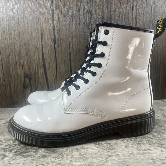 Dr Martens 1460 Y Women's Size 6 White Boots With Side Zipper Air wair