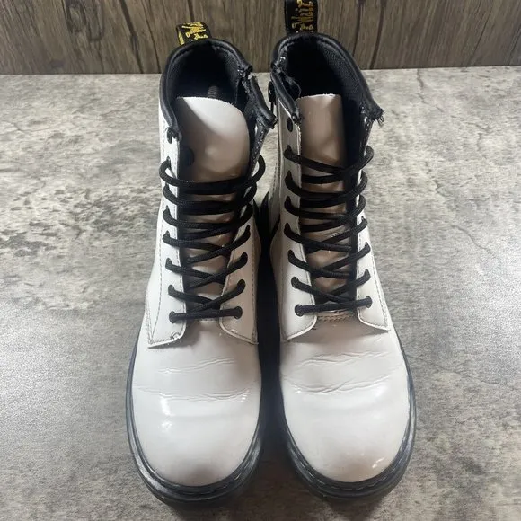 Dr Martens 1460 Y Women's Size 6 White Boots With Side Zipper Air wair