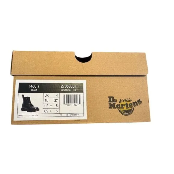 Dr. Martens 1460 Youth Black Glitter Lace Up Boots Size 6 Youth - Big Girl