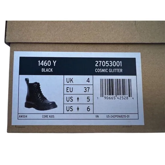 Dr. Martens 1460 Youth Black Glitter Lace Up Boots Size 6 Youth - Big Girl