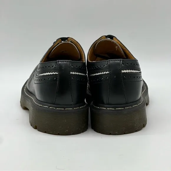 Dr. Martens 3989 Brogue Wingtip Oxford Shoes Black White Leather Platform