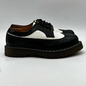 Dr. Martens 3989 Brogue Wingtip Oxford Shoes Black White Leather Platform