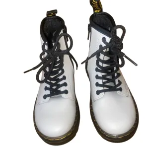 DR MARTENS Air Walk Girls White Lace Up Boots with Side Zipper