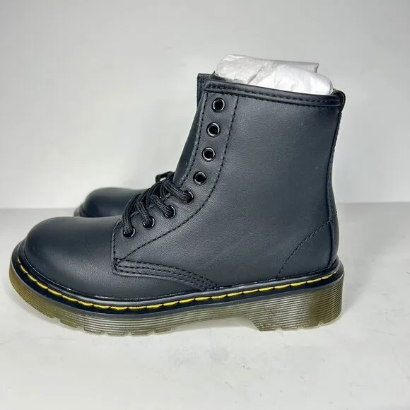 Dr. Martens AirWair 1460 J Black Matte Leather Lace Up/Side Zip Ankle Boots 13c