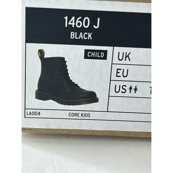 Dr. Martens AirWair 1460 J Black Matte Leather Lace Up/Side Zip Ankle Boots 13c