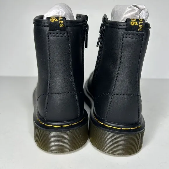 Dr. Martens AirWair 1460 J Black Matte Leather Lace Up/Side Zip Ankle Boots 13c