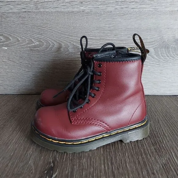 Dr. Martens Airwair Toddler Softy T Leather Lace Boots Size 8 DMs Docs