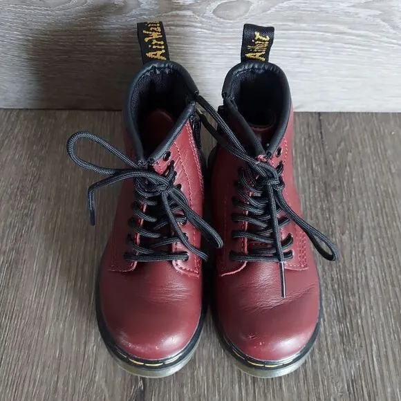 Dr. Martens Airwair Toddler Softy T Leather Lace Boots Size 8 DMs Docs