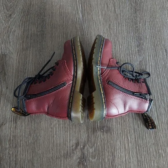 Dr. Martens Airwair Toddler Softy T Leather Lace Boots Size 8 DMs Docs