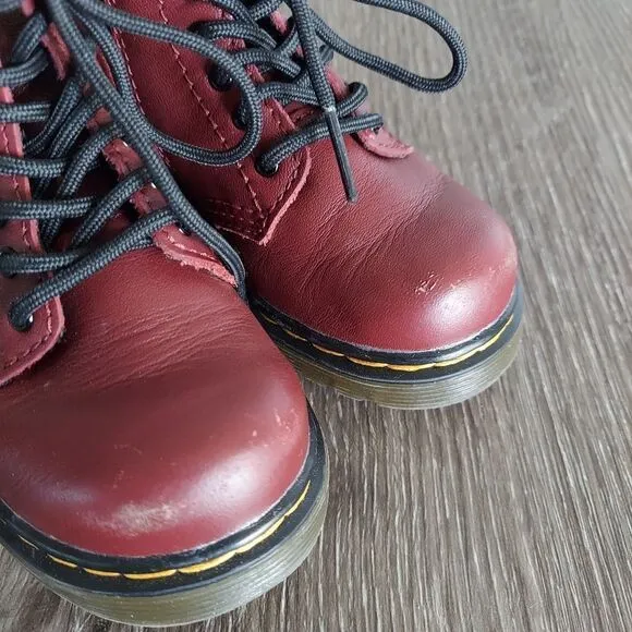 Dr. Martens Airwair Toddler Softy T Leather Lace Boots Size 8 DMs Docs