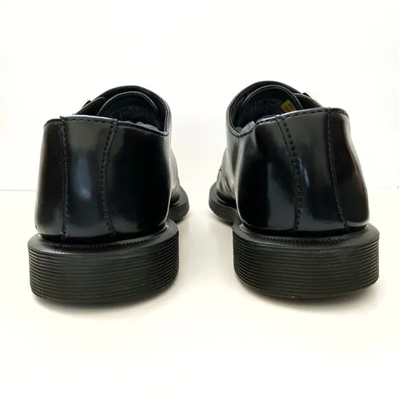 DR. MARTENS BLACK LEATHER MILLER SILVER BUCKLE DETAIL LOAFER DRESS SHOES