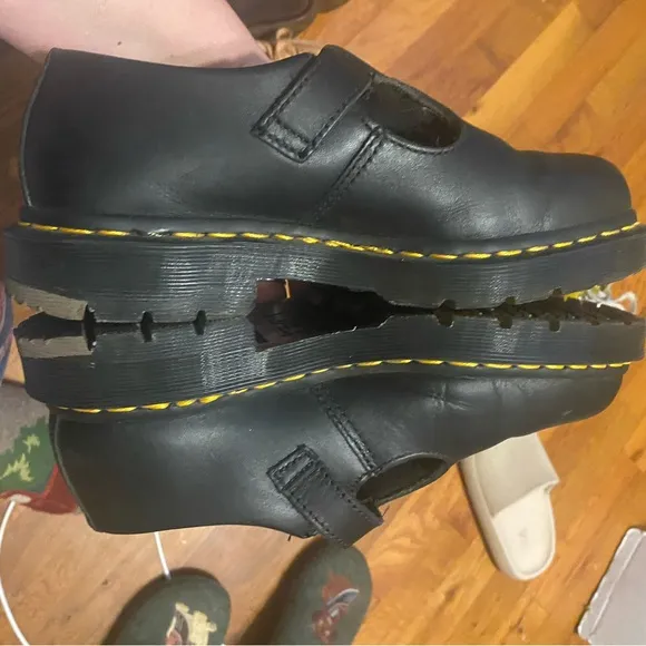 Dr. Martens Black women’s Mary Jane Shoes buckles t strap size 8 safety shoe