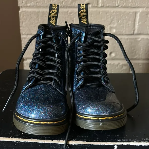 Dr Martens Blue Glitter Toddler Boots