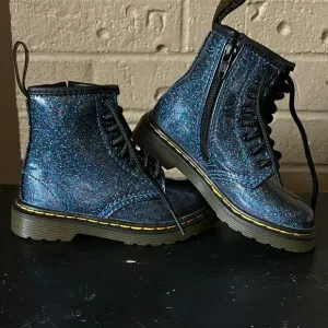Dr Martens Blue Glitter Toddler Boots
