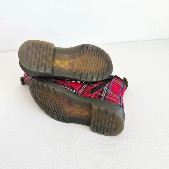 Dr. Martens Boots YOUTH 1460 Tartan  Red Plaid Kids Size 12 US