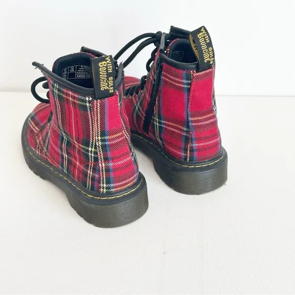 Dr. Martens Boots YOUTH 1460 Tartan  Red Plaid Kids Size 12 US