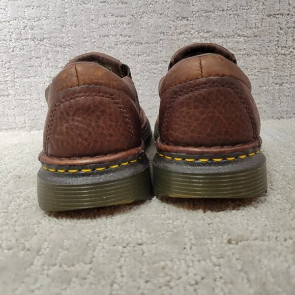 Dr. Martens Boyle Unisex Size L12 M11 Dark Brown Grizzly Leather Slip On Shoes.