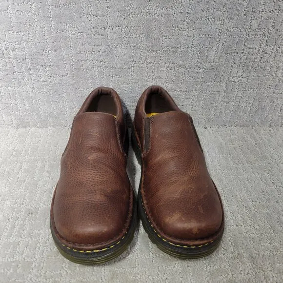Dr. Martens Boyle Unisex Size L12 M11 Dark Brown Grizzly Leather Slip On Shoes.