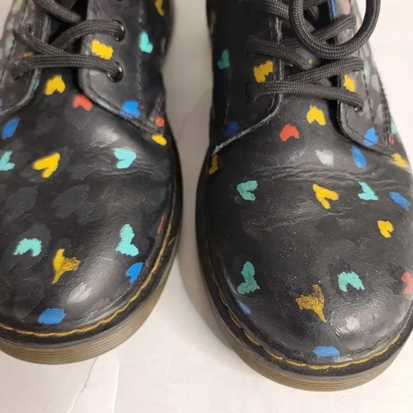 Dr Martens Combat Boots Sz 5 Pascal Wild Heart Lace Up Side Zip 1460