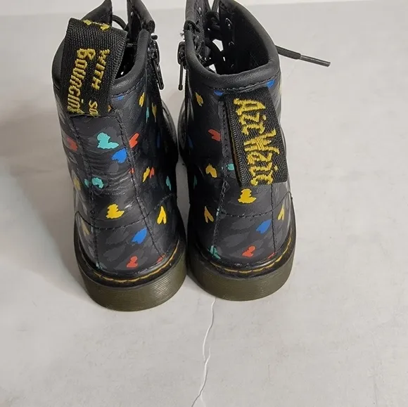 Dr Martens Combat Boots Sz 5 Pascal Wild Heart Lace Up Side Zip 1460