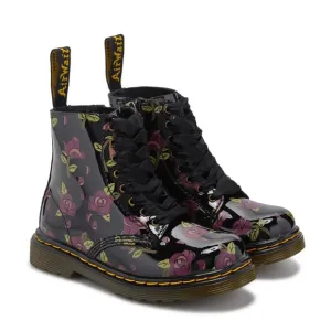 DR. Martens Decayed Rose Patent Leather Toddler Girls Boots NEW