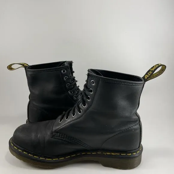Dr. Martens Doc 1460 Combat Boots Womens Size 9 Black Leather 8-Eye, Mens 8