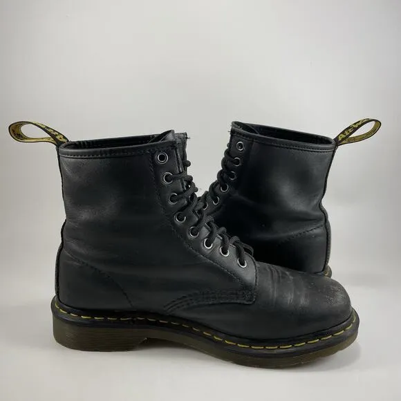Dr. Martens Doc 1460 Combat Boots Womens Size 9 Black Leather 8-Eye, Mens 8