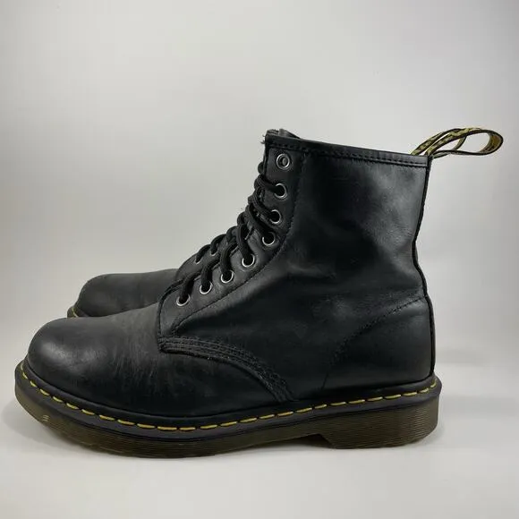 Dr. Martens Doc 1460 Combat Boots Womens Size 9 Black Leather 8-Eye, Mens 8