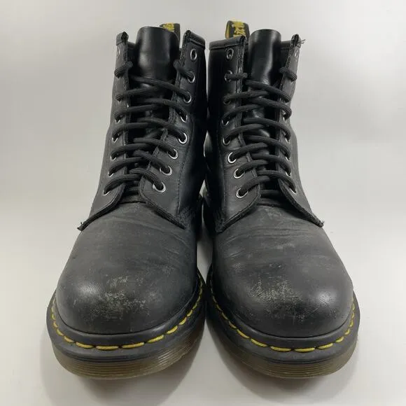 Dr. Martens Doc 1460 Combat Boots Womens Size 9 Black Leather 8-Eye, Mens 8