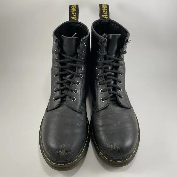 Dr. Martens Doc 1460 Combat Boots Womens Size 9 Black Leather 8-Eye, Mens 8
