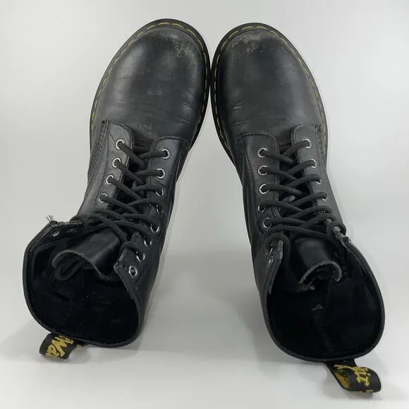 Dr. Martens Doc 1460 Combat Boots Womens Size 9 Black Leather 8-Eye, Mens 8