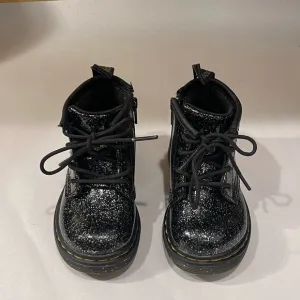 DR MARTENS Girls 1460 J COSMIC Black GLITTER SIDE ZIP BOOTS