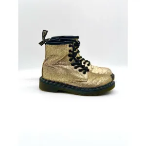 Dr. Martens Gold Glitter Combat Ankle Boots Delaney Youth Size 12 AW004 Side Zip