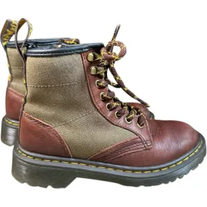 Dr. Martens Junior 1460 Panel Canvas and Leather Lace Up Boots Kids Size 12