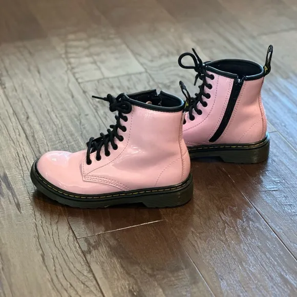Dr. Martens Junior 1460 Pink Patent Leather Lace Up Boots