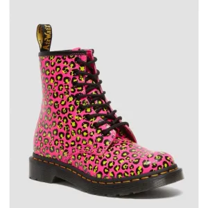 Dr. Martens Loud Leather Smooth Leopard Pink Lace Up Boots Size 8 Clash Pink