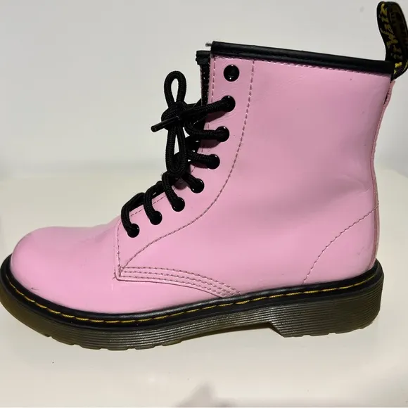 Dr Martens Pink Patent Girls Size 3 1460 Lace Up Zip Boots