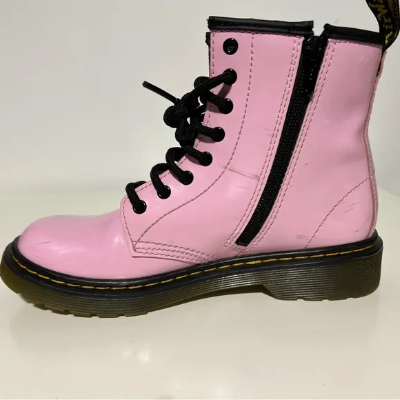 Dr Martens Pink Patent Girls Size 3 1460 Lace Up Zip Boots