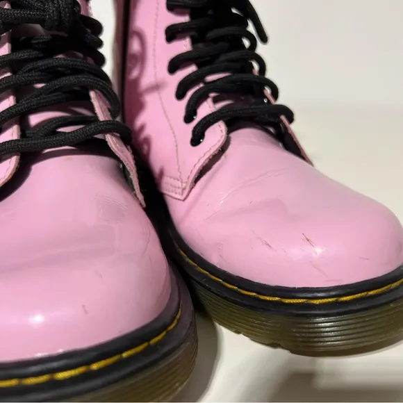 Dr Martens Pink Patent Girls Size 3 1460 Lace Up Zip Boots